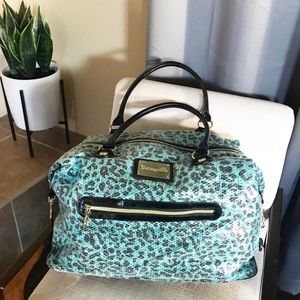 Betsey Johnson blue leopard sequin travel bag